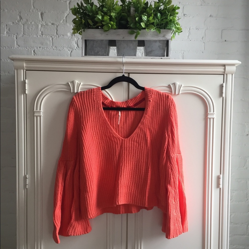 Free People Bell-Sleeve Cropped Sweater